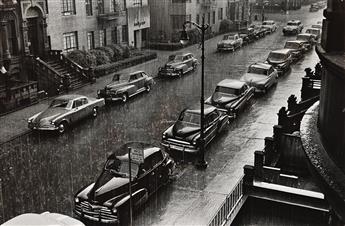 RUTH ORKIN (1921-1985) White cars, snow, West 88th Street, New York * From My Window, 53 West 88th Street, Manhattan. Circa 1952.